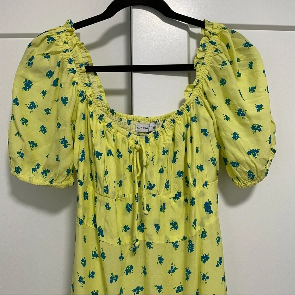 Faithfull the Brand Bette Midi Dress in Lemon Luda Floral Size 8 / Large - Picture 7 of 15
